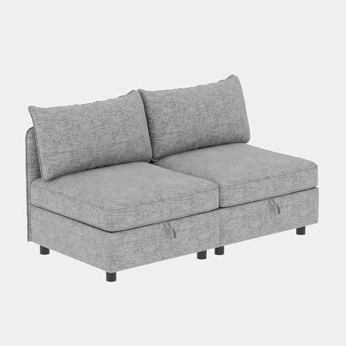 Oversized Modular Sectional Sofa with Movable Ottomans, U-Shaped Chenille J2923