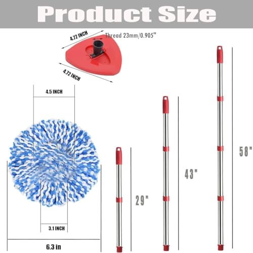 Spin Mop Replacement Head, Base & Handle Compatible with O-Cedar EasyWring RinseClean N925