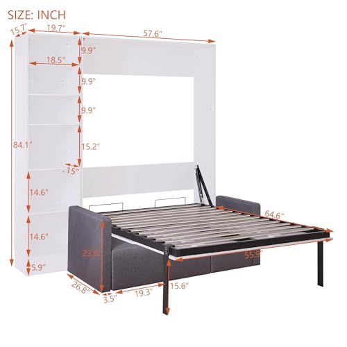 Ball & Cast Murphy Bed Queen Size with Cushion, White B692