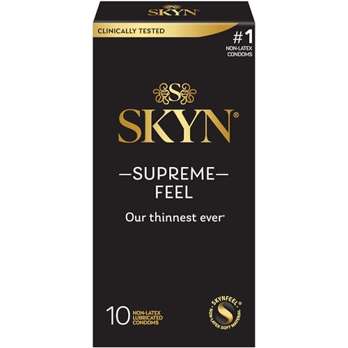 SKYN Supreme Feel Non-Latex Condoms - 10 Count – Ultra-Thin & Pre-Lubricated for a Natural, Smooth Fit