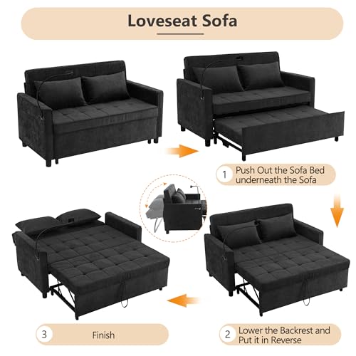 Merax 3 in 1 Convertible Sleeper Sofa Bed Futon with USB Ports, Brown V2286