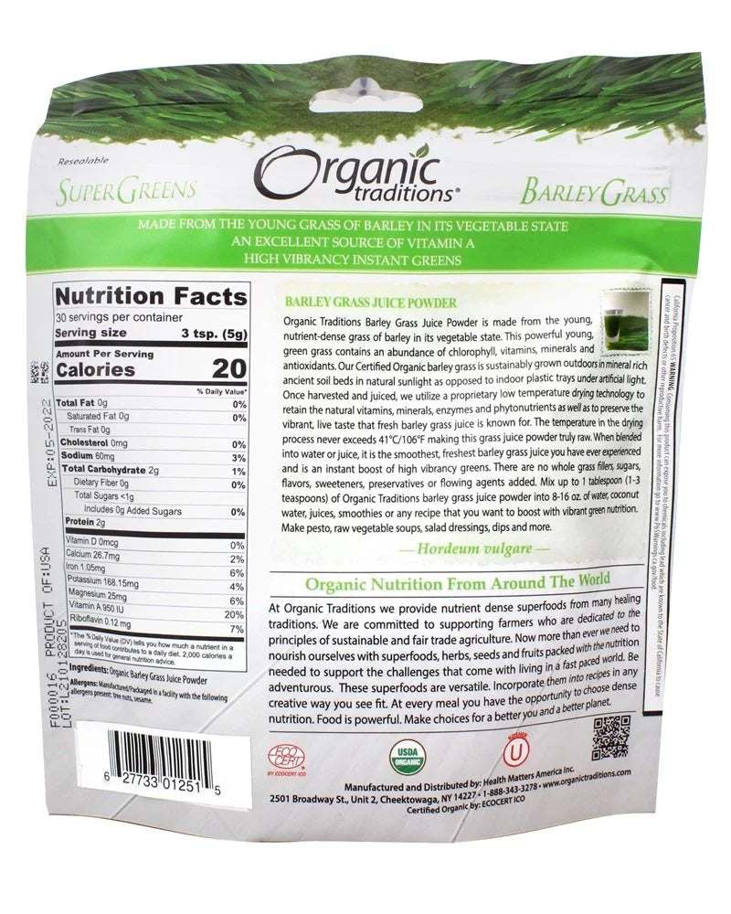 Organic Traditions Barley Grass Juice Powder 5.3 oz H59071
