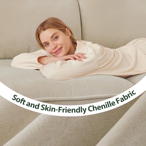 Cloud Couch Sectional L Shaped Modular Sofa Chenille Ivory Beige U4155