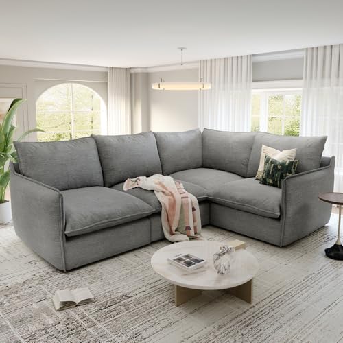 Cloud Modular Sectional Sofa, Waterproof Down Filled, High Backrest 5 Seater, Dark Gray J53470