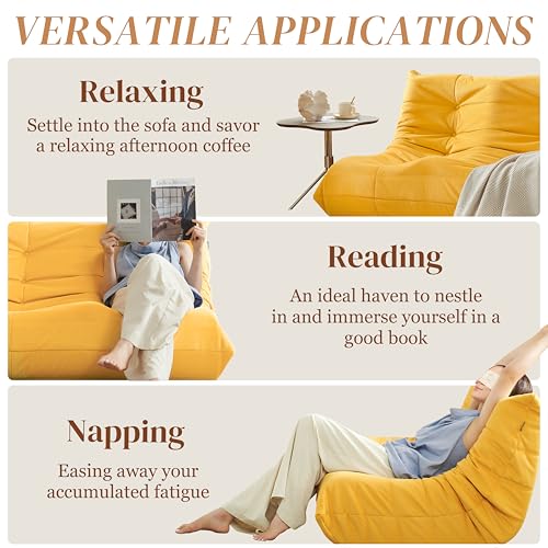 Bean Bag Chair for Adults Suede Microfiber Fireside Floor Chair 3-Seater Beige F151744