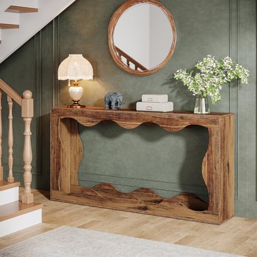 Tribesigns 63 Inches Farmhouse Console Table with Storage, Brown T384