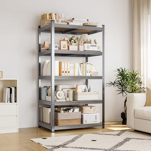 Yaheetech 5-Tier Heavy Duty Garage Shelving Unit, Adjustable Metal Storage Rack, Blue J339478
