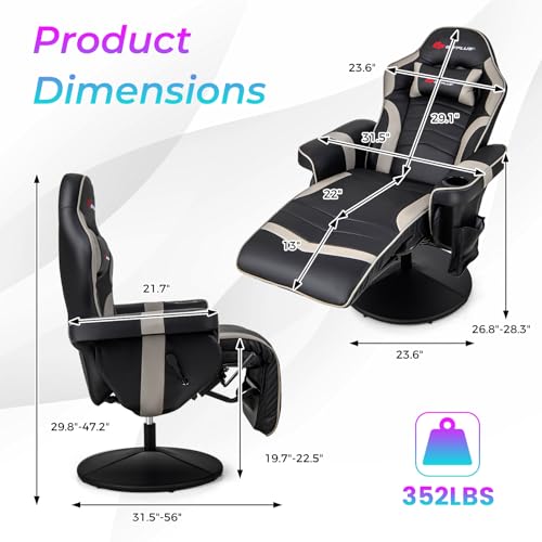 Goplus Massage Gaming Chair, Racing Recliner with Footrest, PU Leather N121