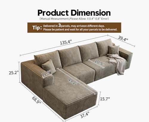 Cloud Modular Sectional Sofa with Ottoman, U Shaped, Black M332378
