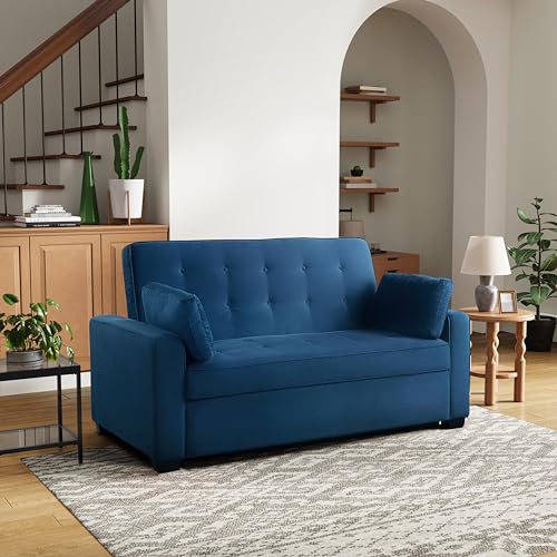 Serta Ainsley Convertible Sleeper Sofa Queen Size Navy Velvet V951