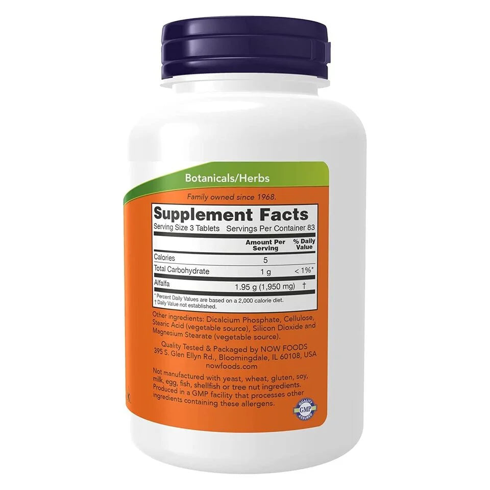 NOW FOODS Alfalfa 650 mg Vitamin K, 250 Tablets X5462