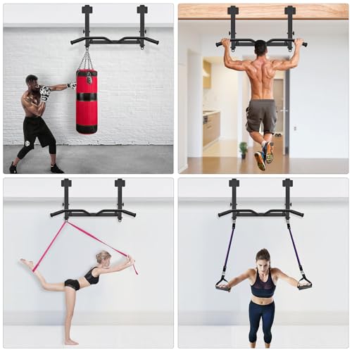 SELEWARE Adjustable Joist Mounted Pull Up Bar with Multi-Angle Grip J619201