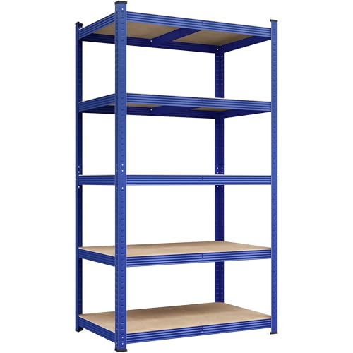 Yaheetech 5-Tier Heavy Duty Garage Shelving Unit, Adjustable Metal Storage Rack, Blue J339478