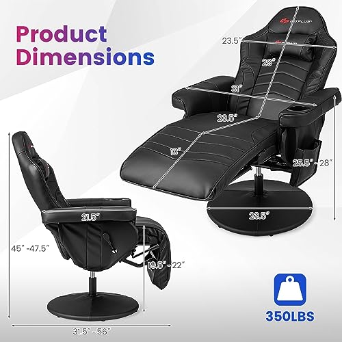 Goplus Massage Gaming Chair, Racing Recliner with Footrest, PU Leather N121