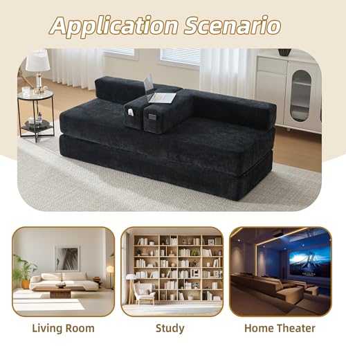 Corduroy Convertible Sleeper Sofa Bed with Pillow, Beige S401207