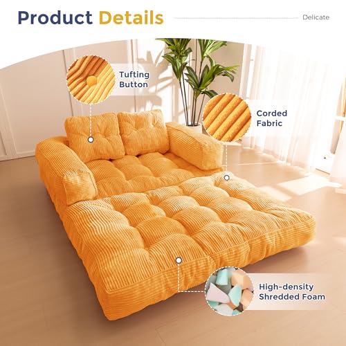 MAXYOYO Folding Sofa Bed L-Shaped Convertible Sleeper Couch with Pillow, Dark Grey X9070