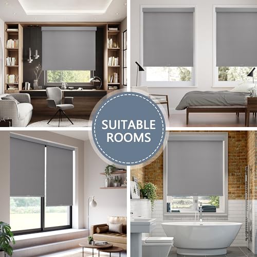 100% Blackout Cordless Roller Shades for Windows with Valance, White L38844