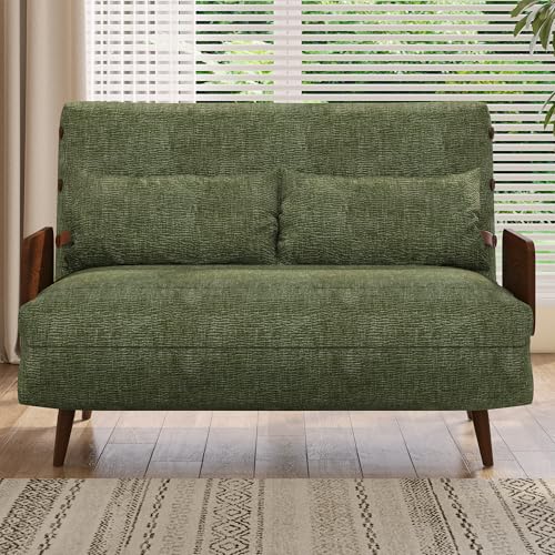Convertible Chair Bed Sleeper for Adults with Wooden Arms, Linen G638