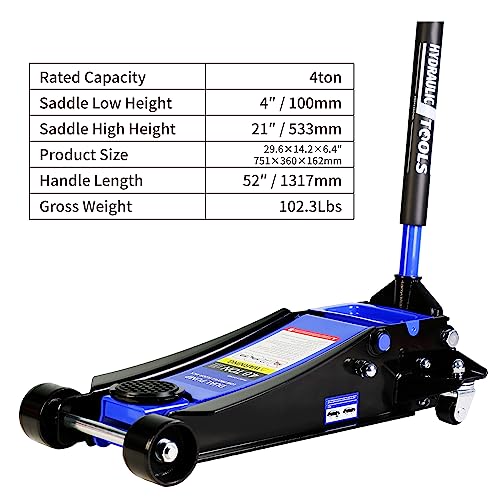 Pvillez Floor Jack, Heavy Duty Hydraulic Low Profile Steel Racing Jack, 2 Ton Capacity Blue H10635