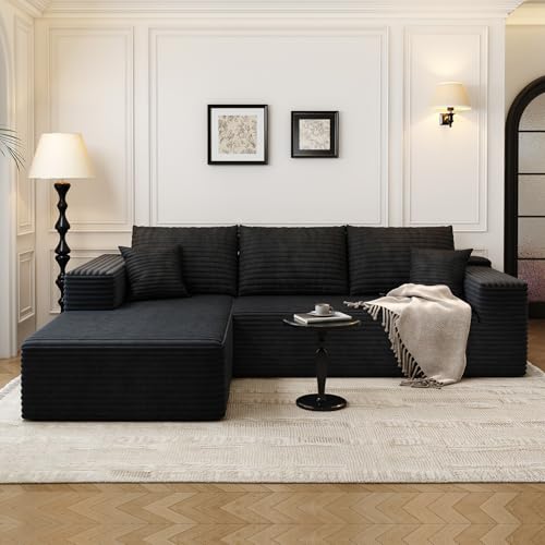 Cloud Modular Sectional Sofa with Ottoman, U Shaped, Black M332378