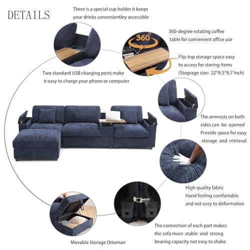 Oversized Modular Sectional Sofa with Movable Ottoman E909