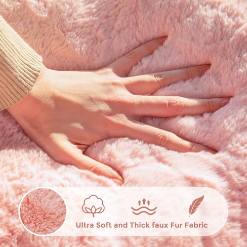 MAXYOYO Floral Shaped Bean Bag Sofa for Adults, Faux Fur, Beige M8911