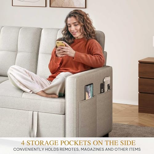 YITAHOME 55" Convertible Sofa Bed 3-in-1 Sleeper Sofa with Iron Frame, Grey L176893