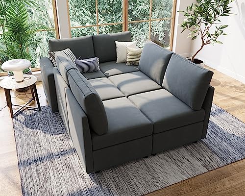 LINSY HOME Modular U Shaped Sectional Sofa with Storage, Blue M8981