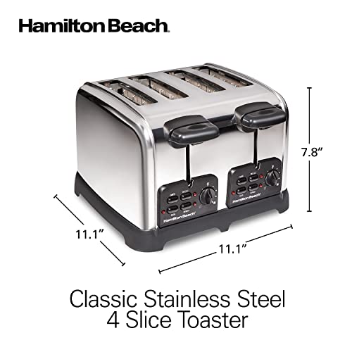 Hamilton Beach 24782 Retro 4 Slice Toaster, Polished Stainless Steel Z510338