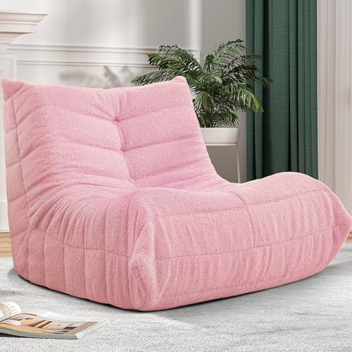 Bean Bag Chair Big Sofa for Adults with Memory Foam, Black Plush A2357