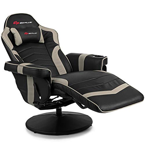 Goplus Massage Gaming Chair, Racing Recliner with Footrest, PU Leather N121
