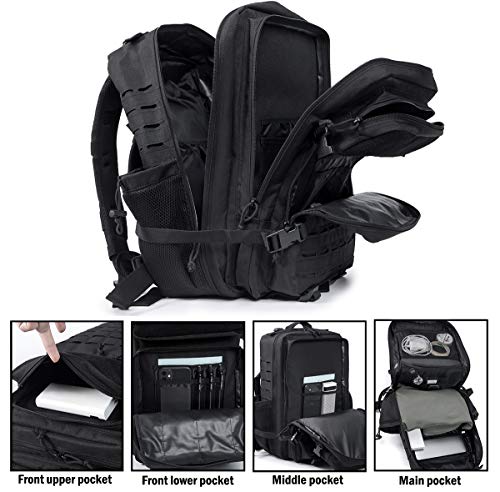 QT&QY Military Tactical Backpack for Men with Bottle Holder B546