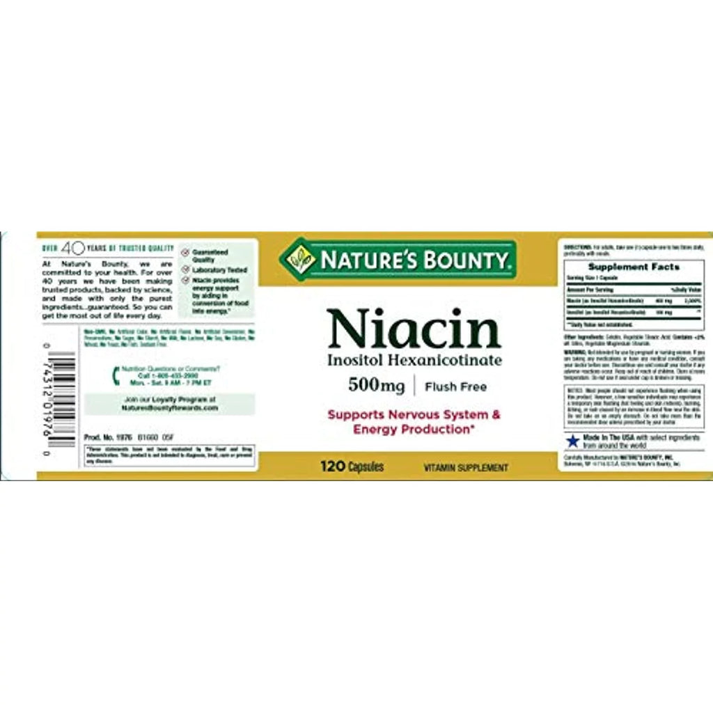 Natures Bounty Niacin Flush Free 500 Mg M29800