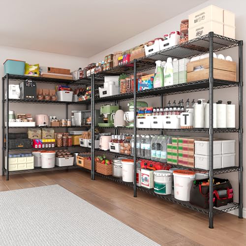 REIBII 73''W 5-Tier Metal Shelving Unit, Heavy Duty Wire Storage Rack F431