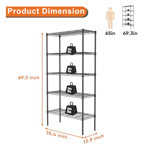 Sweetcrispy 4-Shelf Storage Shelving Unit, Adjustable Metal Wire Racks B3757