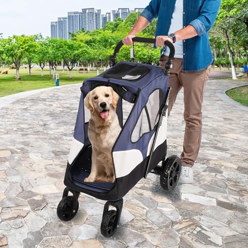 Folding Pet Stroller for Medium Large Dogs with Storage Bag G25204