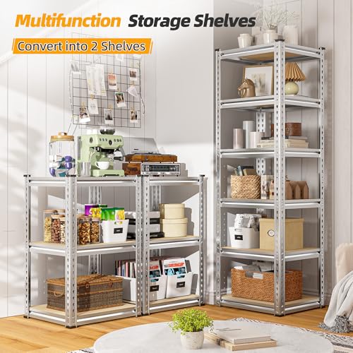 REIBII Storage Shelves 6 Tier Heavy Duty Metal Shelving, Adjustable, 2250LBS A7728