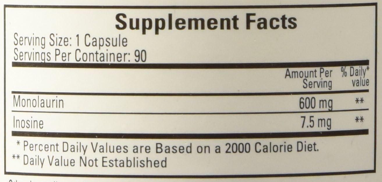 Ecological Formulas Monolaurin 600mg 90 Capsules K812