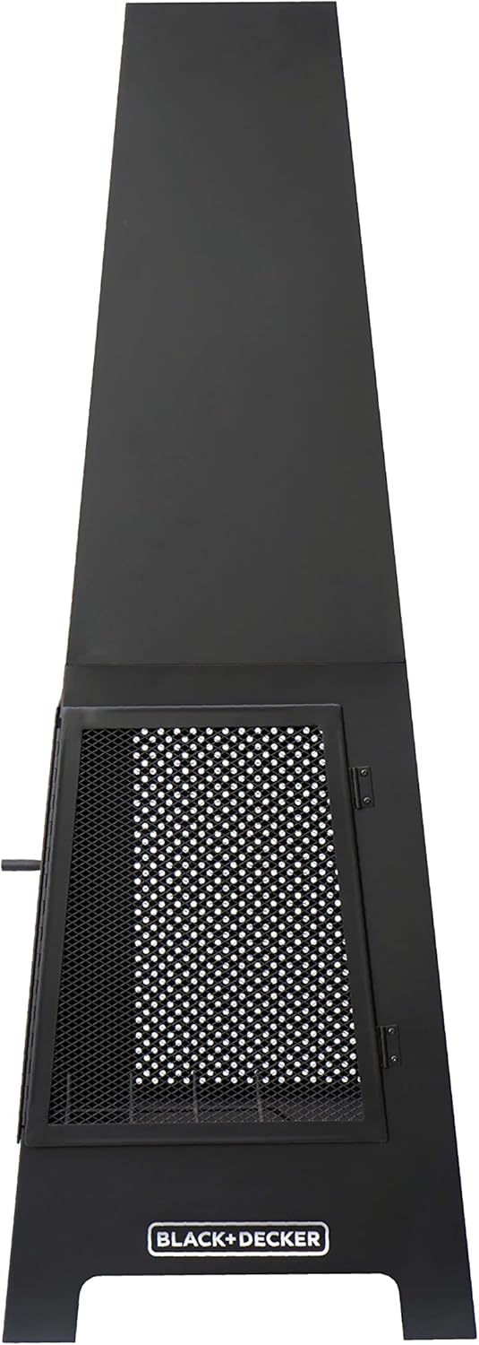 BLACK + DECKER Steel Woodburning Pyramid Chiminea Outdoor Fireplace with Hinged Doors U1640