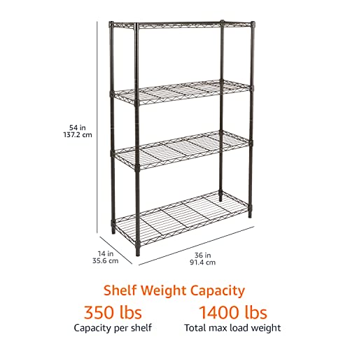 Amazon Basics 5-Shelf Adjustable Steel Wire Rack Storage Shelving, Chrome H984310