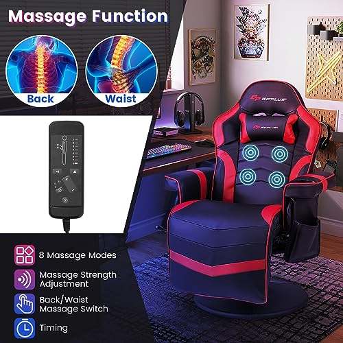 Goplus Massage Gaming Chair, Racing Recliner with Footrest, PU Leather N121