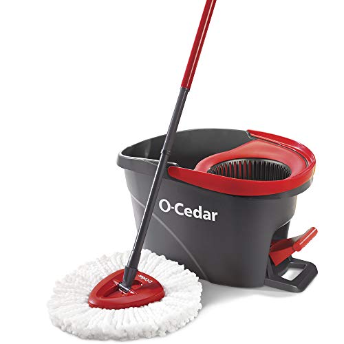 O-Cedar EasyWring Microfiber Spin Mop with Bucket, Red & Gray L4407