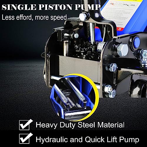 Pvillez Floor Jack, Heavy Duty Hydraulic Low Profile Steel Racing Jack, 2 Ton Capacity Blue H10635