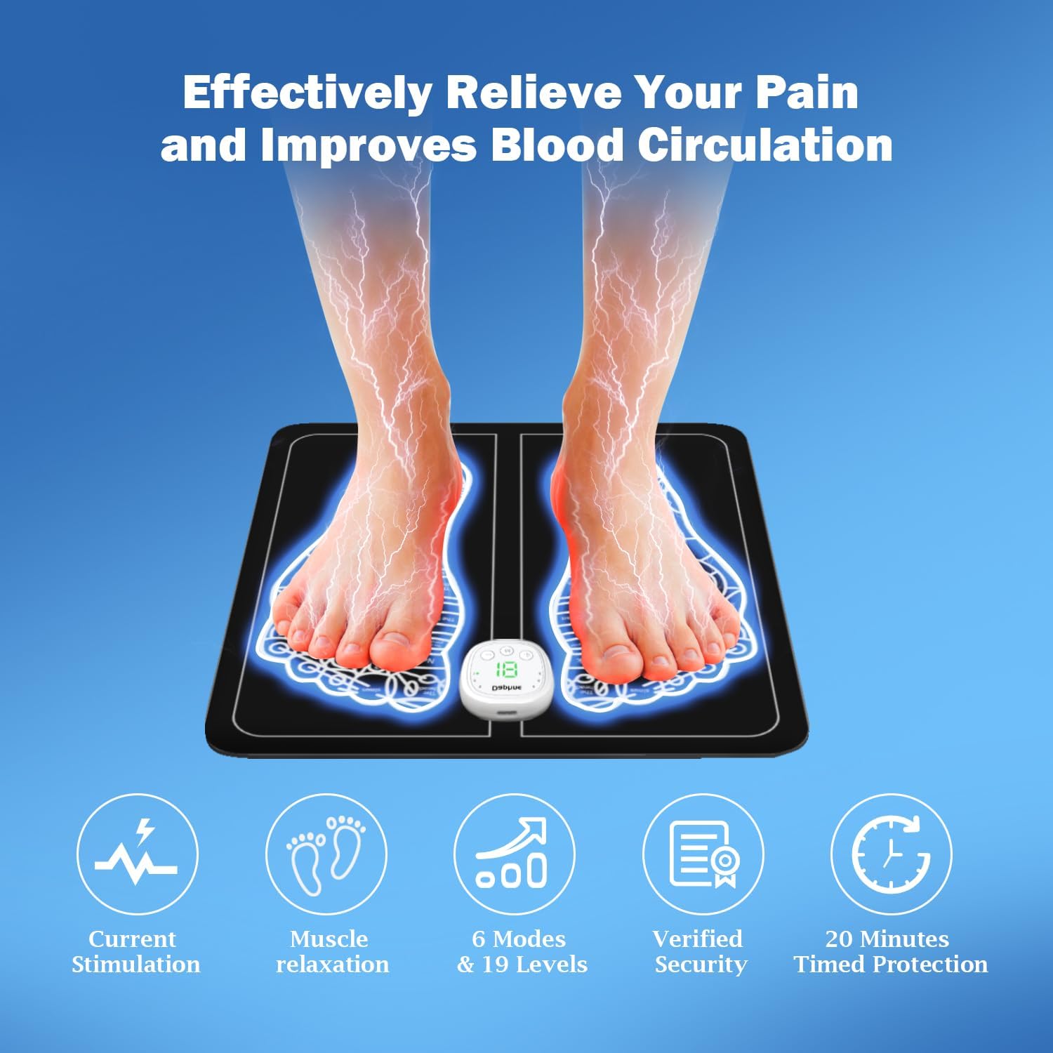 EMS Foot Massager for Neuropathy with 6 Modes & 19 Levels H12150