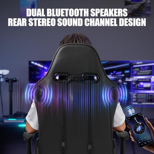GTPLAYER Gaming Chair with Speakers and Footrest by GTRacing, Black M845420