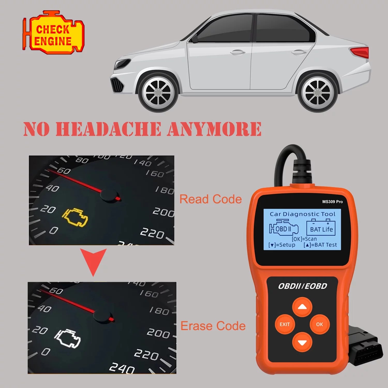 OBD2 Scanner Code Reader Car Diagnostic Tool Battery Tester O706