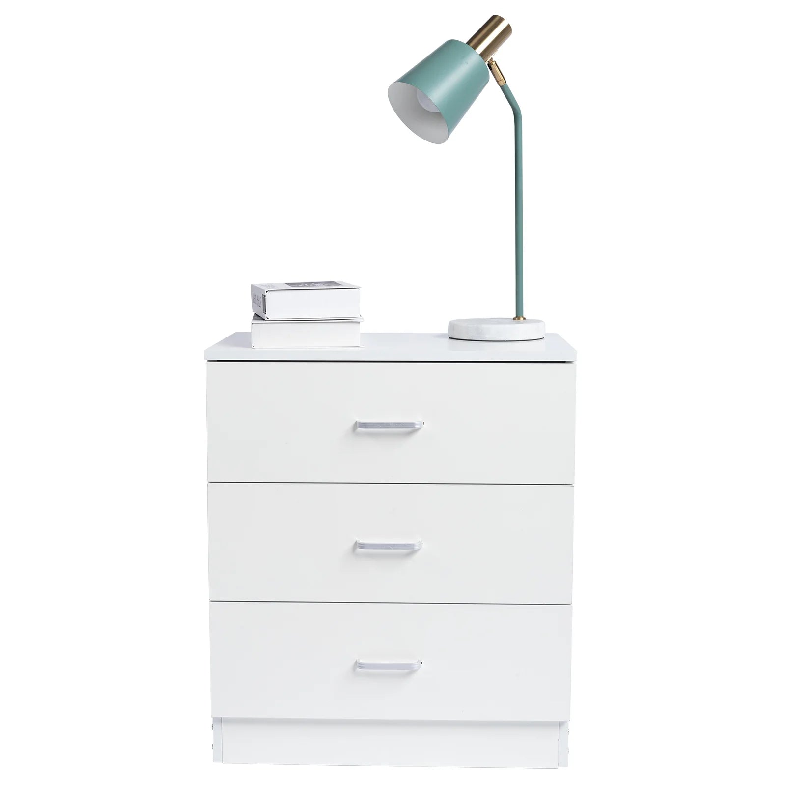 SYNGAR Modern 3-Drawer Wooden Dresser Cabinet, White R9601