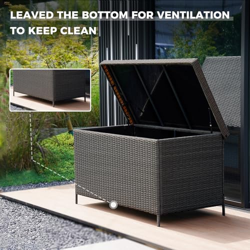 Grand patio 158 Gallon Deck Box Outdoor Storage with Lid Grey Z487