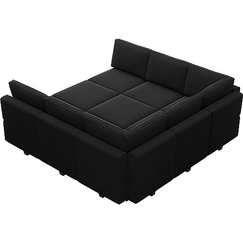 Belffin Modular Velvet Sectional Sofa with Chaise Lounge and Storage, Grey T418154
