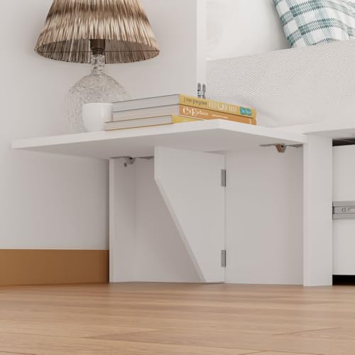 FAMAPY Twin Murphy Bed with Charging Station and Drawer, White R82352